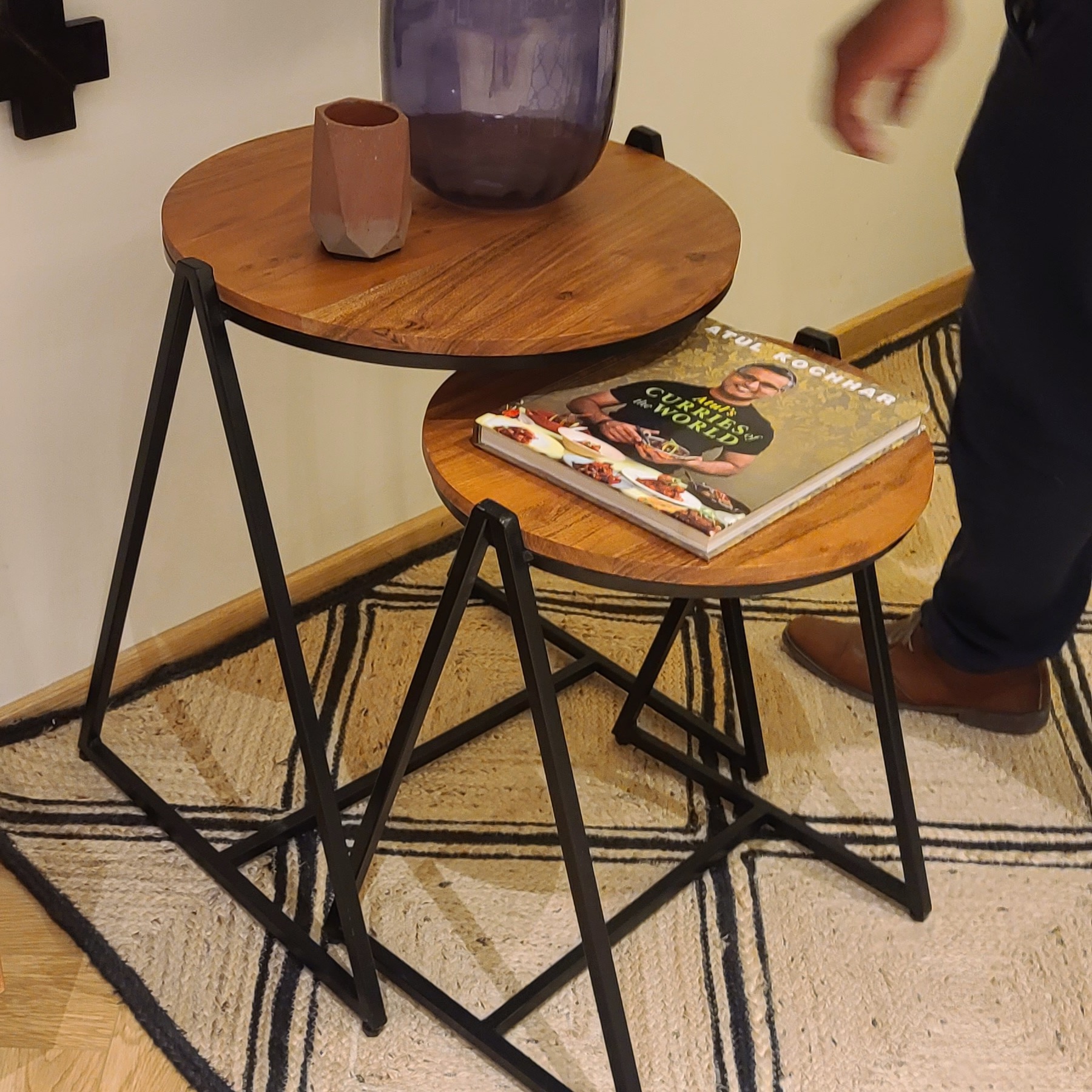 Metal and Wood Nest of Tables
